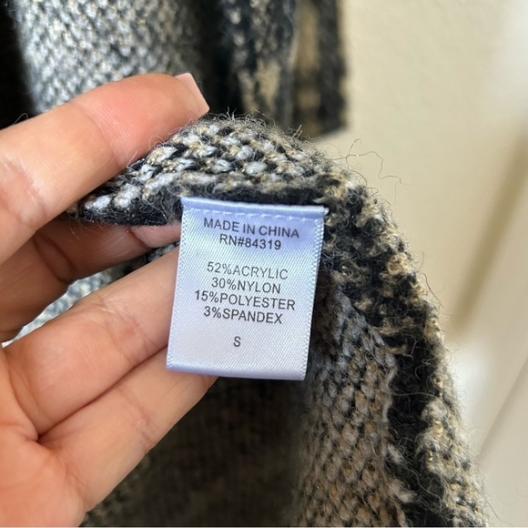 Spring & Mercer Women’s Knit Longline Cardigan Small Plaid Black Beige OpenFront - Picture 9 of 14